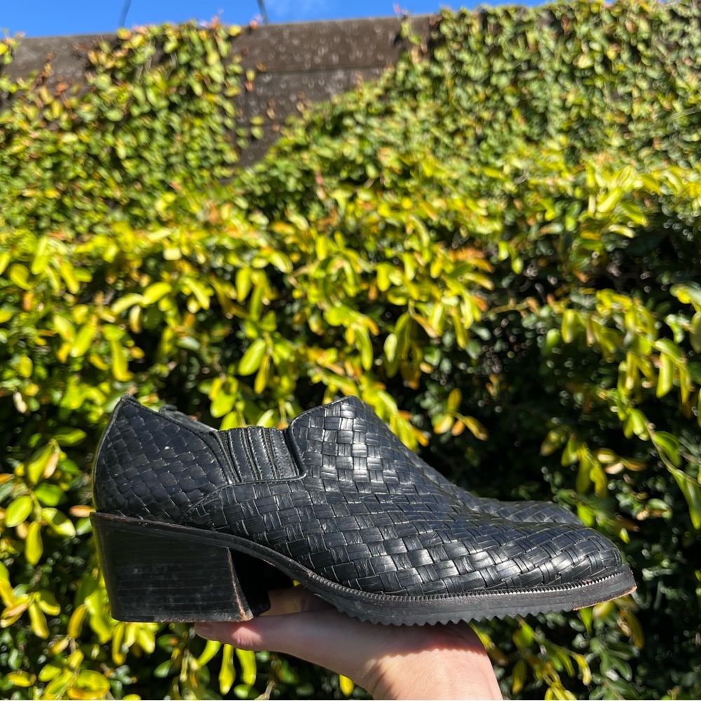 Vintage 90s Cole Haan Basketweave Leather Loafers Size 9 Made in Brazil - Picture 4 of 11
